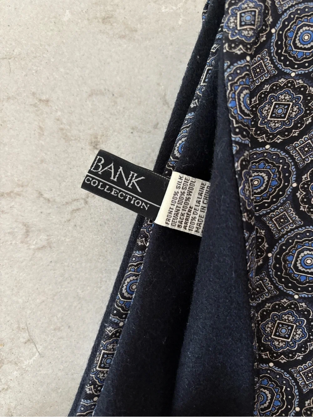 Jos. A. Bank Black and Blue Patterned Fringe Scarf